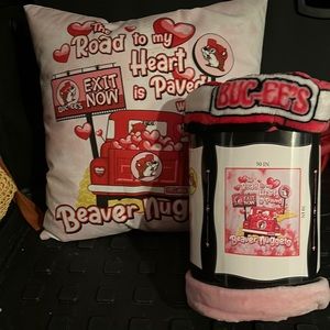 NWT Buc-EE’s Limited Edition Valentines Blanket and pillow
